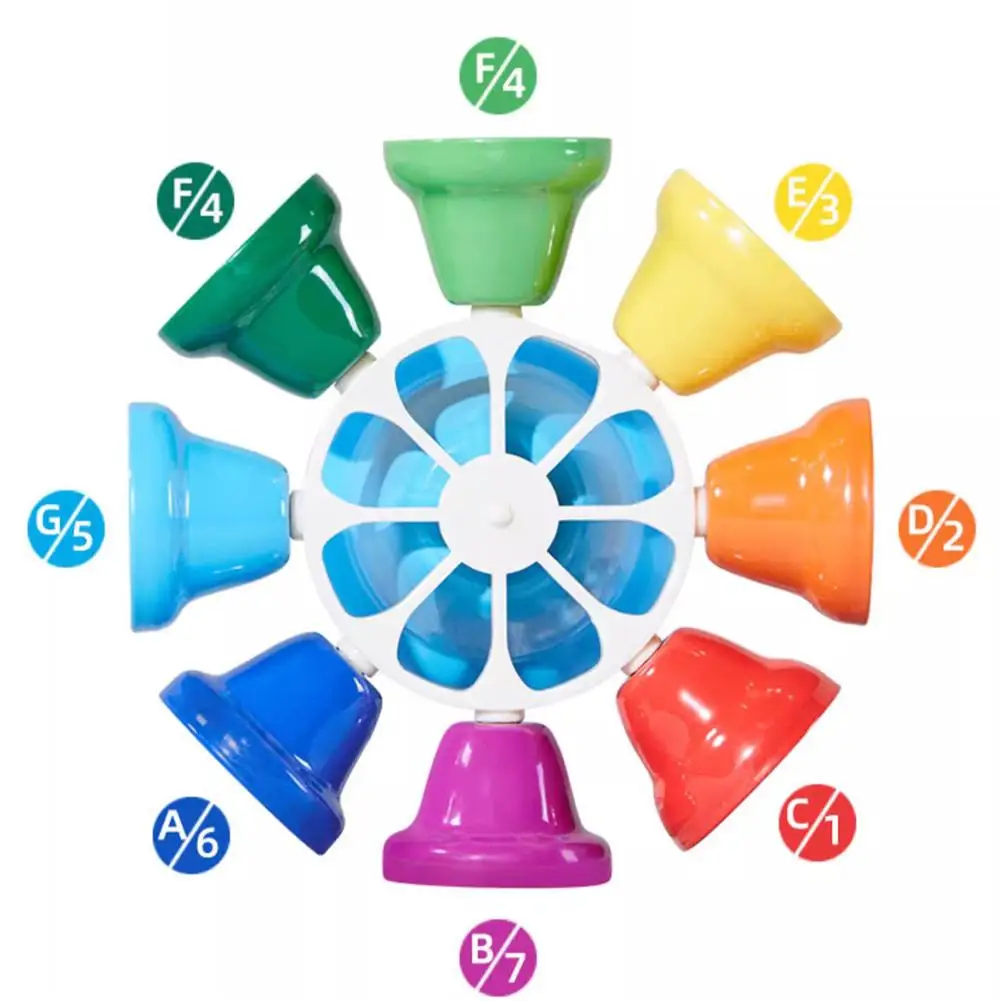 8x 8 Note Hand Bells for Kids Poortable Percussion Diatonic Metal Bells Musical Bells for Children Adults Party Chorus Holiday