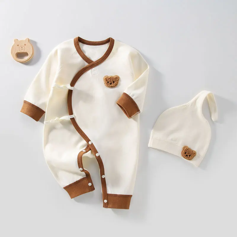 

Newborn Clothes Hat Sets Cute Baby Bear Romper+Beanies Infants Long Sleeved Pant Jumpsuit Soft Cotton Children Bodysuit 0-3Month