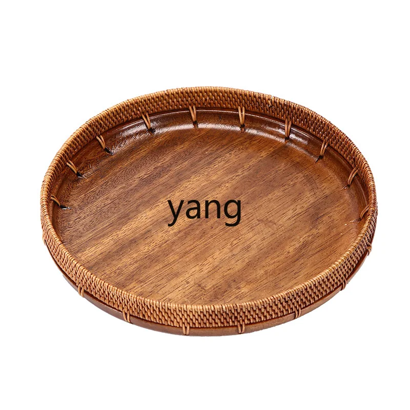 Lmm Creative Solid Wood Pastry Basket Desktop Storage Fruit Basin Black Walnut Tray