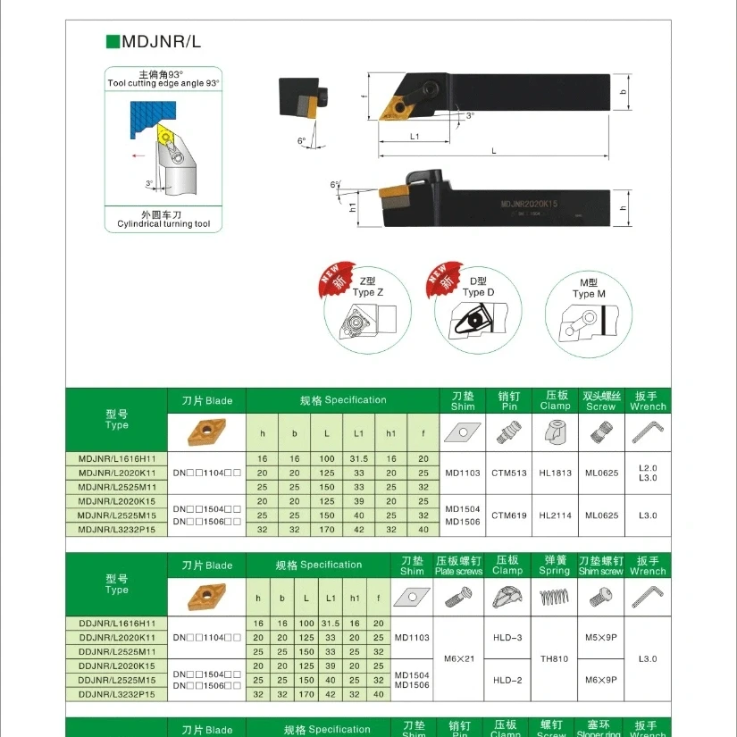 Utensile per tornitura esterna MDJNR MDJNL MDJNR1616H11 MDJNL1616H11 2020K11 16MM 20MM Portautensili per tornio CNC per inserti DNMG11
