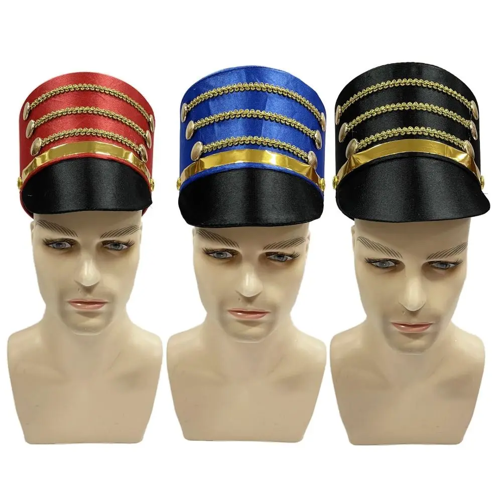Hat-nutcrackers Marching Band Hat Cosplay Show Gold Trim Strips Drum Major Master Hats Photography Skin-friendly Soldier Top Cap