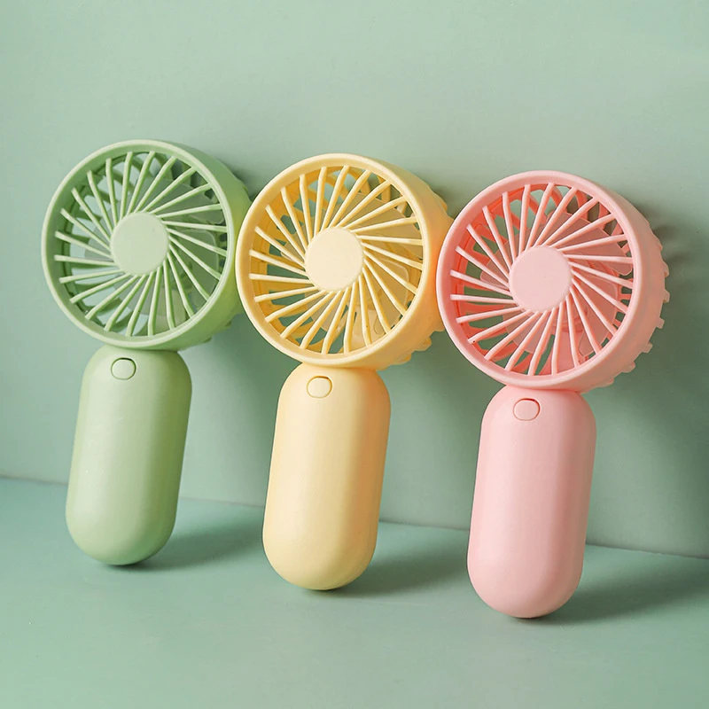 Colorful Portable Handheld Mini Fan AAA Battery Power Supply Mute Air Cooling Cooler For Summer Hot Trip Travel Home Office