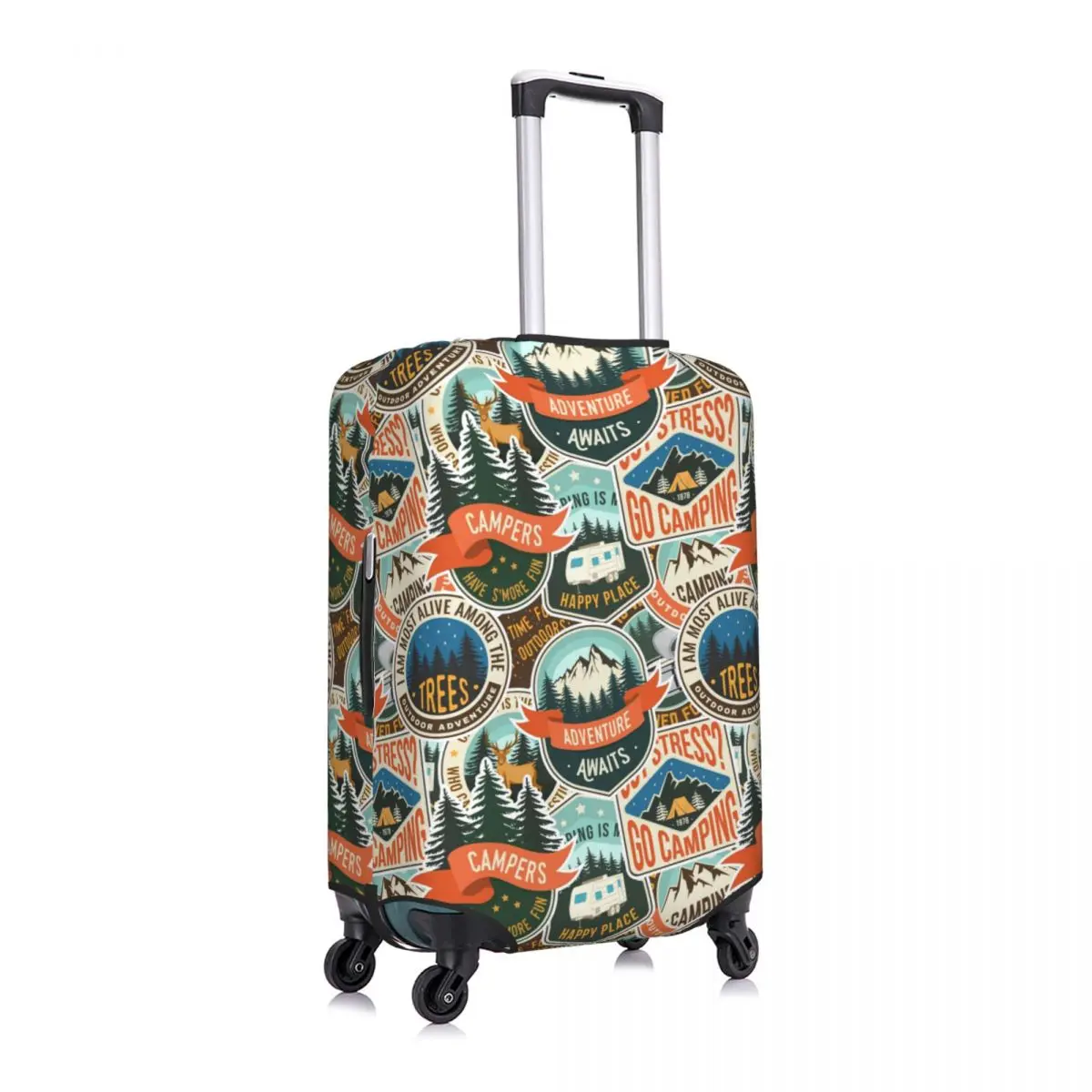 Custom Vintage Mountain Camp Badge Outdoor Seamless Print Luggage Cover Cute Suitcase Protector Covers Suit For 18-32 inch