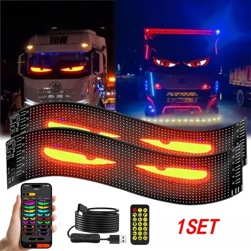 Programmable LED Matrix Display, APP-Controlled Pixel Night Light, Customizable Car Logo, 256 Colors Automotive Accessories