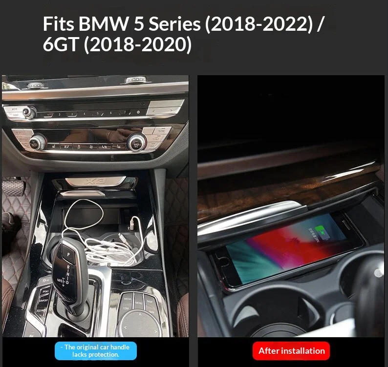 2 din The Latest 15W Wireless charger,Special on-board QI phone fast charging panel Car Accessories For BMW 5 Series 2018-2022