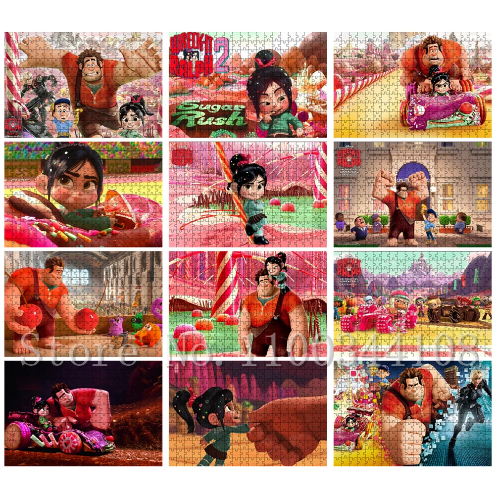 

Disney Wreck-It Ralph Paper Puzzles 300/500/1000 PCS Cartoon Jigsaw Puzzles for Children Assemble Game Early Education Toys