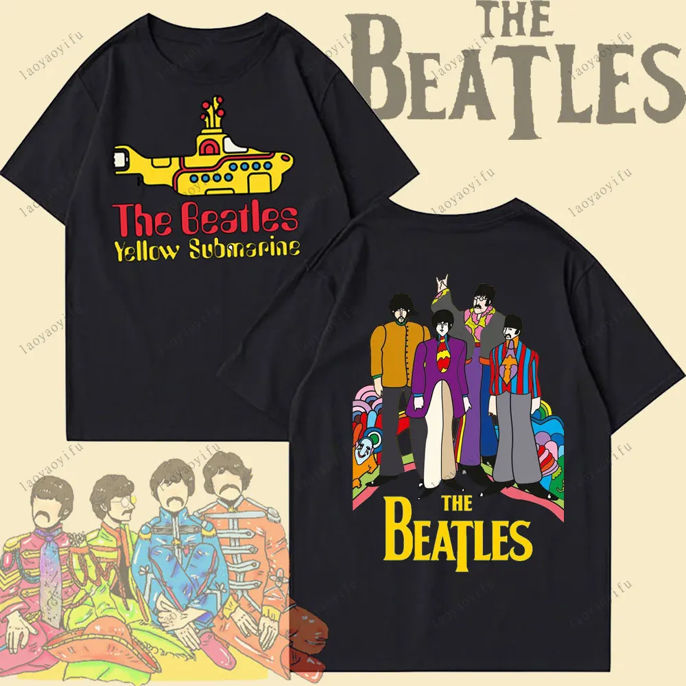 

The Beatles Black Rock Band T-shirt Autumn Fashion Sports High Quality Cotton Tops Men's T-Shirt Y2k Street Fashion Streetwear
