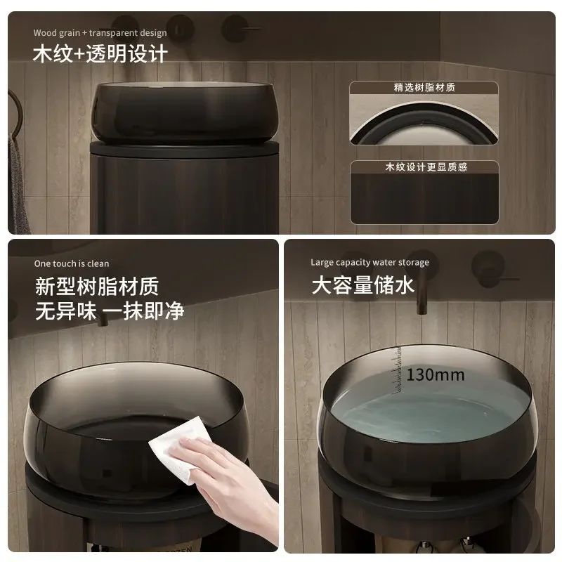 LZ Modern Artificial Stone Transparent Column Basin Storage Home Hotel Integrated Washbasin Sink U