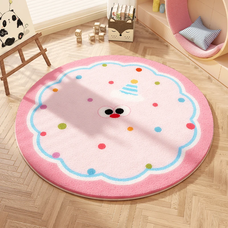 

VIKAMA круглый ковер с героями мультфильмов для девочек, спальня, кровать, мягкое нескользящее одеяло, детская комната, детский коврик для ползания, домашний декор