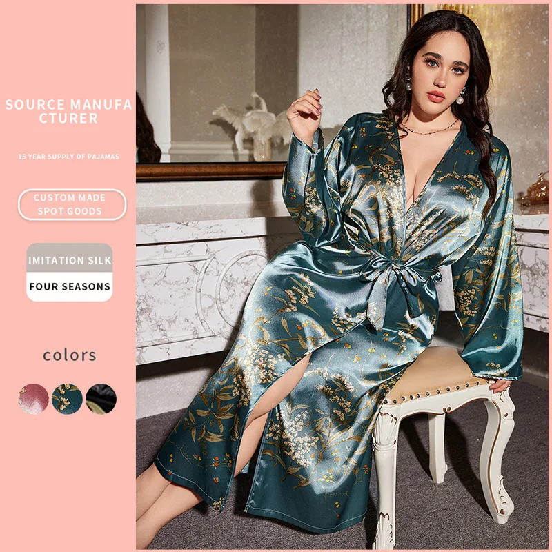 

Women fashion simulation silk nightgown Taizhou European American summer loungewear