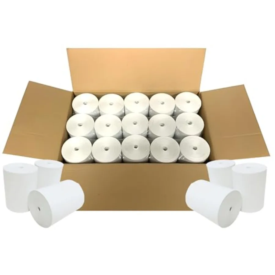 

3 1/8" x 190' Thermal Receipt Paper Rolls For Most POS Systems and Receipt Printers, Compatible With Clover Station, Square Sta