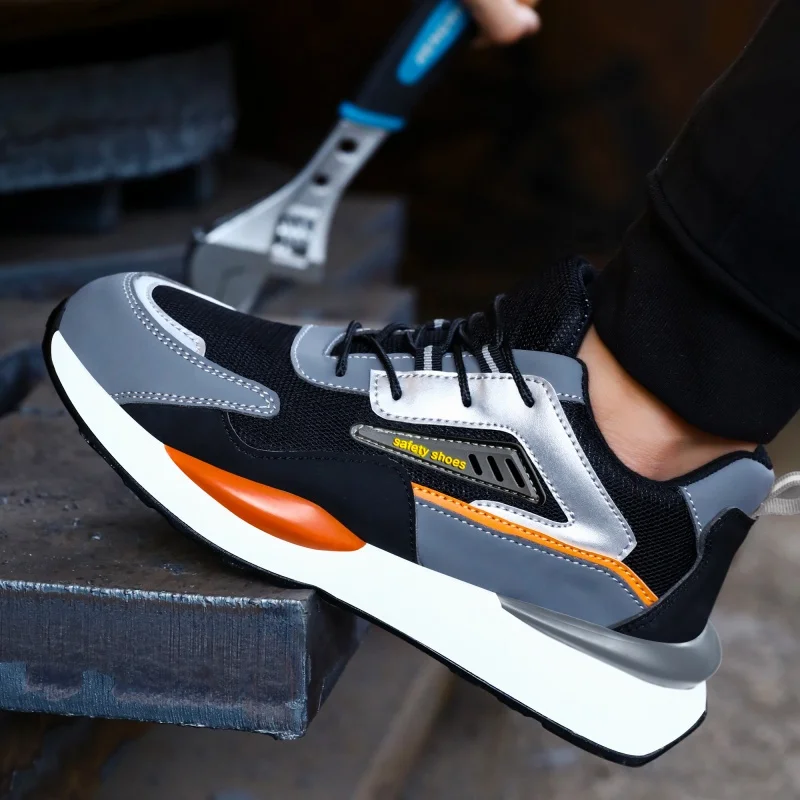 Men Work Safety Boots Steel Toe Anti-smash Puncture-Proof Shoes Comfortable Sneakers Male Security Working Industrial Shoes