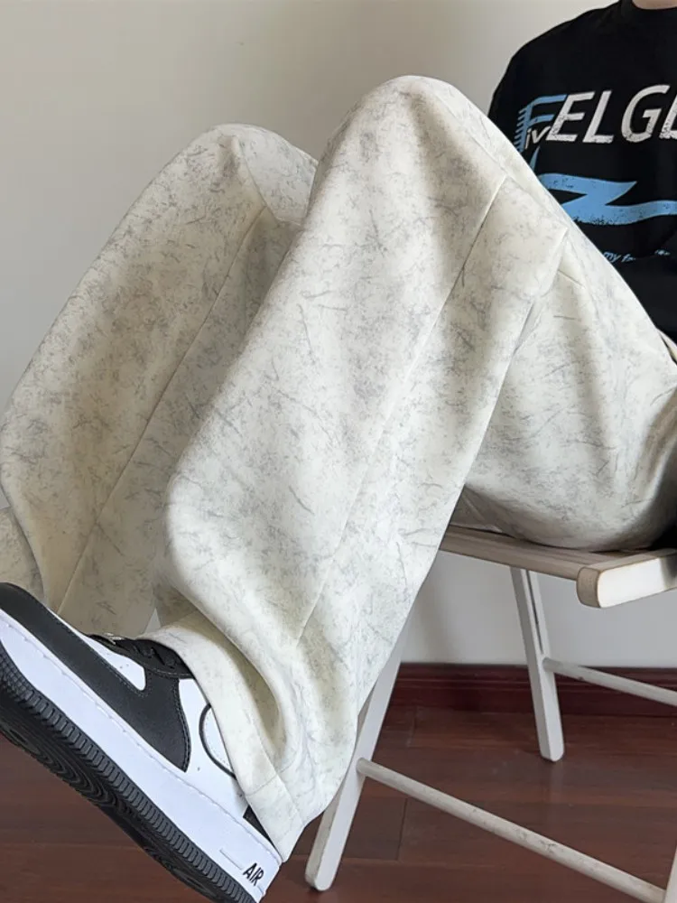 

Men's Casual Straight Leg Sweatpants American Sle Tie Dye Floor Length Pants Autumn Spring Faion Trendy Teenagers Clothing