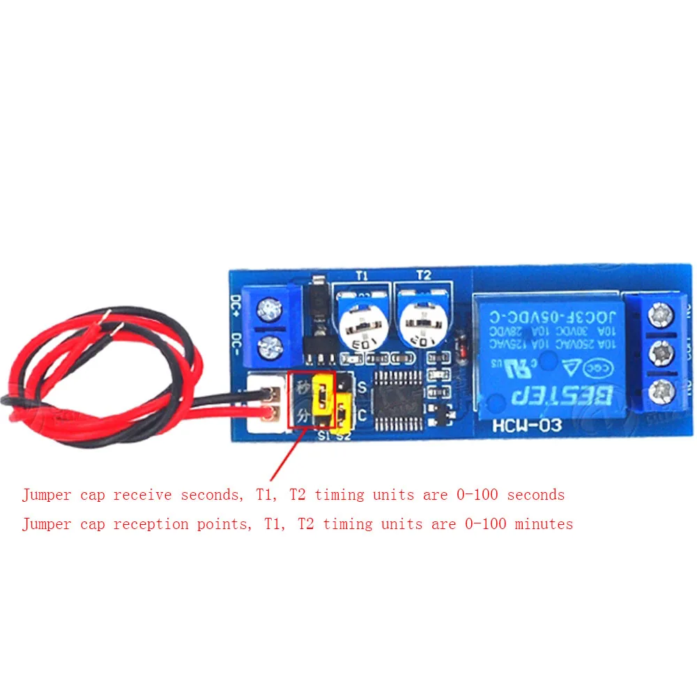 DC 5V 12V 24V Adjustable Cycle Delay Timing Time Relay Board 0-100 Seconds/Minutes Timer Control ON-OFF Loop Switch Relay Module