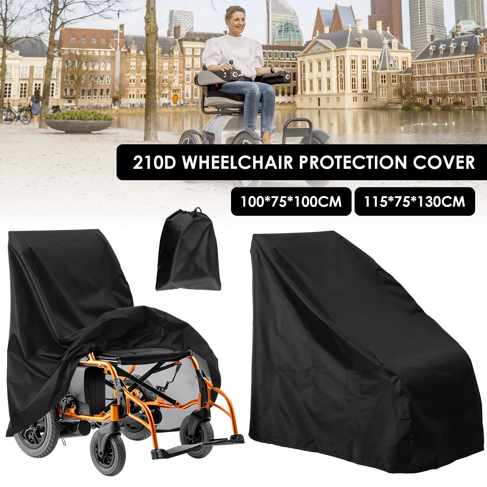 

Waterproof Electric Wheelchair Covers Portable Mobility Scooter Cover with Adjustable Drawstring for Outdoor Storage Protection