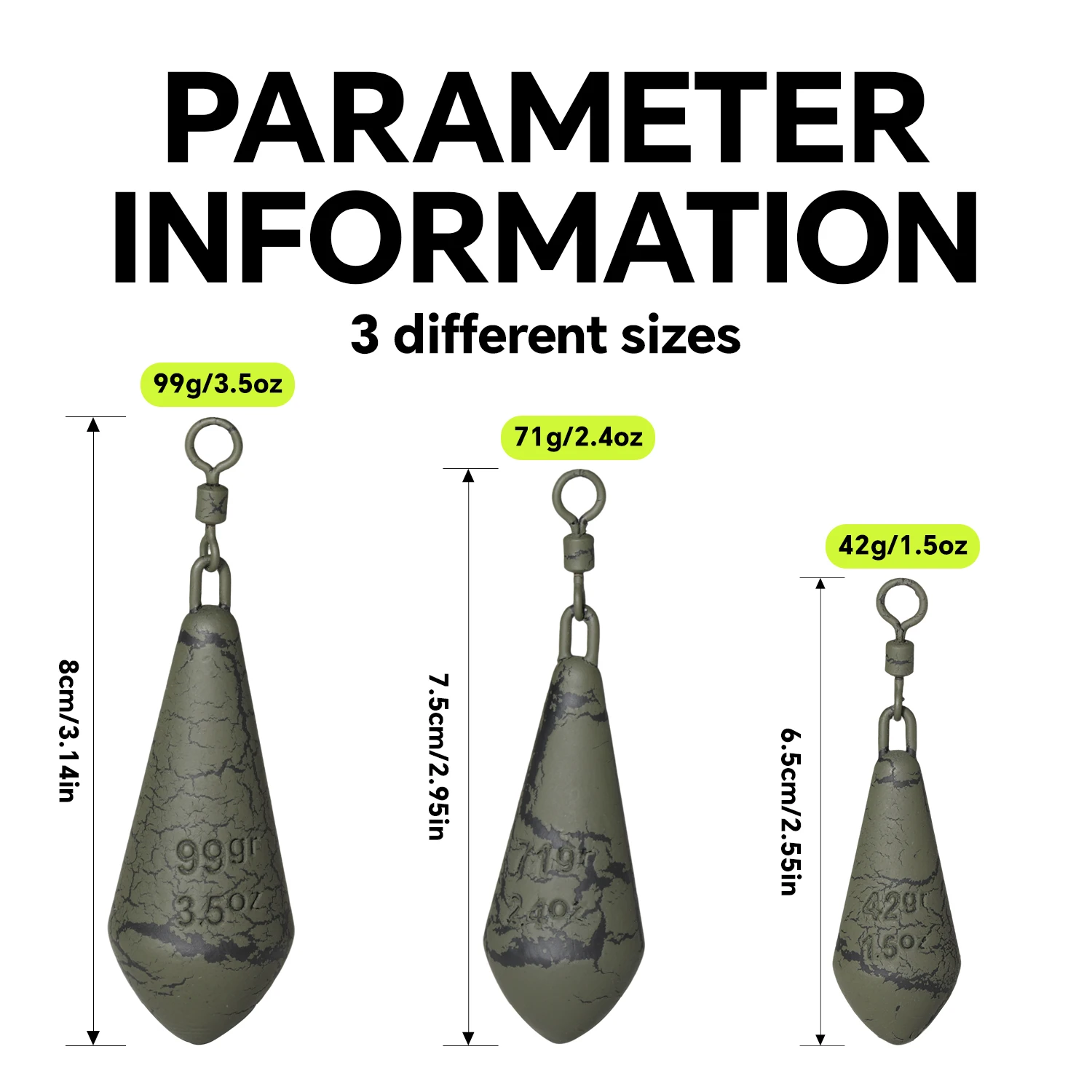 Sougayilang 42g 71g 99g Fishing Weights Sinkers 5pc Swivel Lead Sinker For Carp Fishing Smooth Line Tackle Accessory