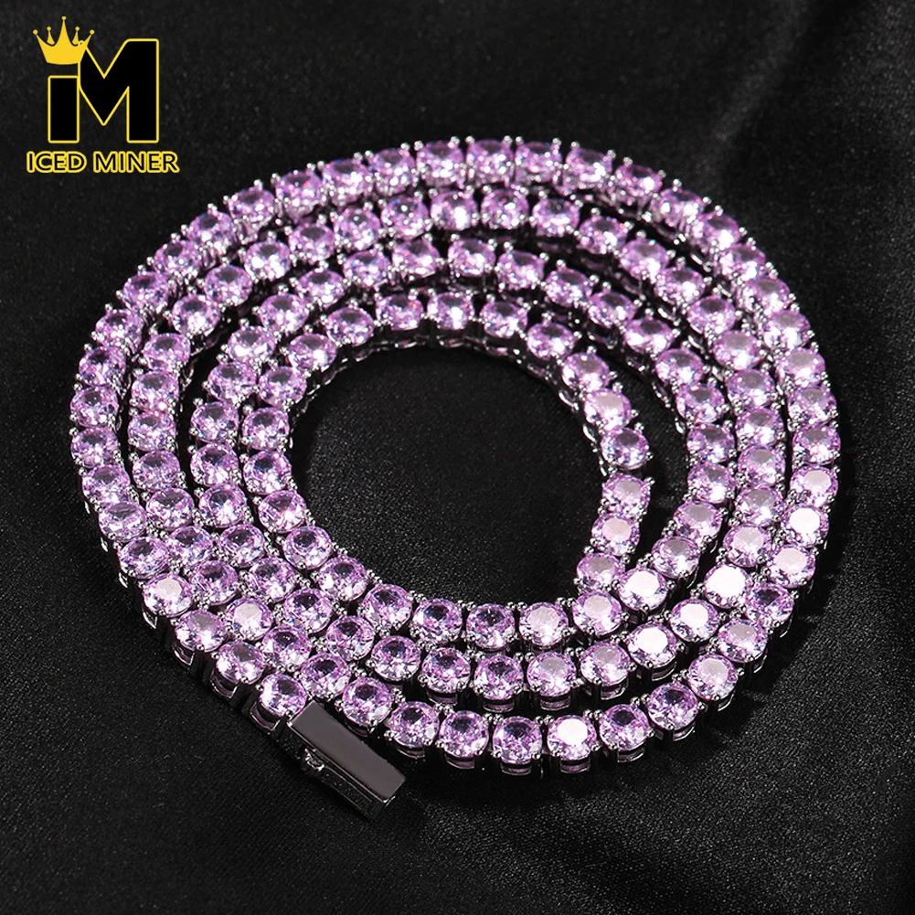 4mm Iced Out Tennis Chain Necklaces With Box Clasp Bling Chain Choker For Women Men Hip Hop Jewelry Free Shipping