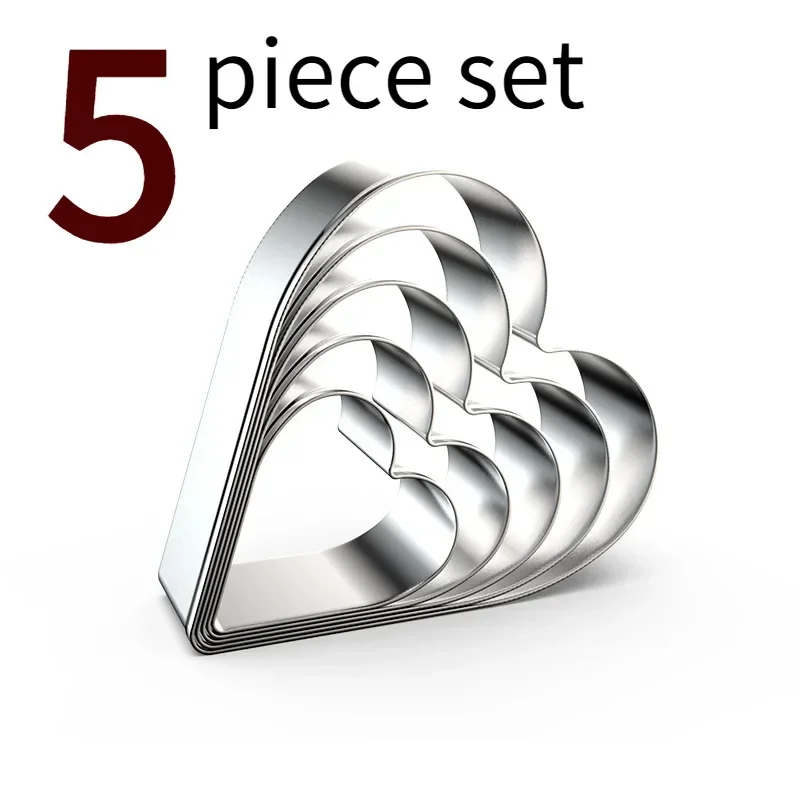 Stainless Steel Love Cookie Cutter Set Heart Shaped Fondant Bread Biscuit Molds for Valentines Day Gifts Cake Decor Baking Tools