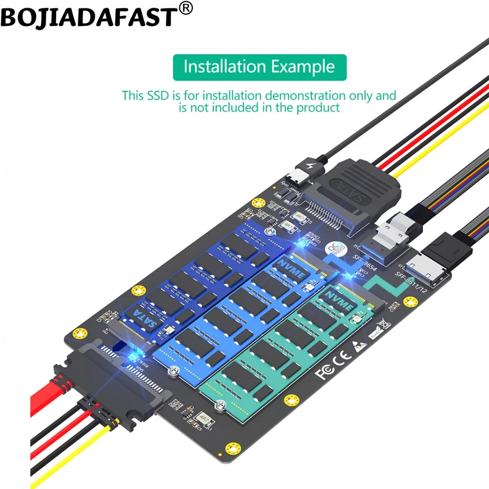 

SFF-8654 4i SFF-8611 22-контактный разъем SATA для NGFF M.2 NVME SATA 2230 2242 2260 2280 M2 Карта адаптера SSD