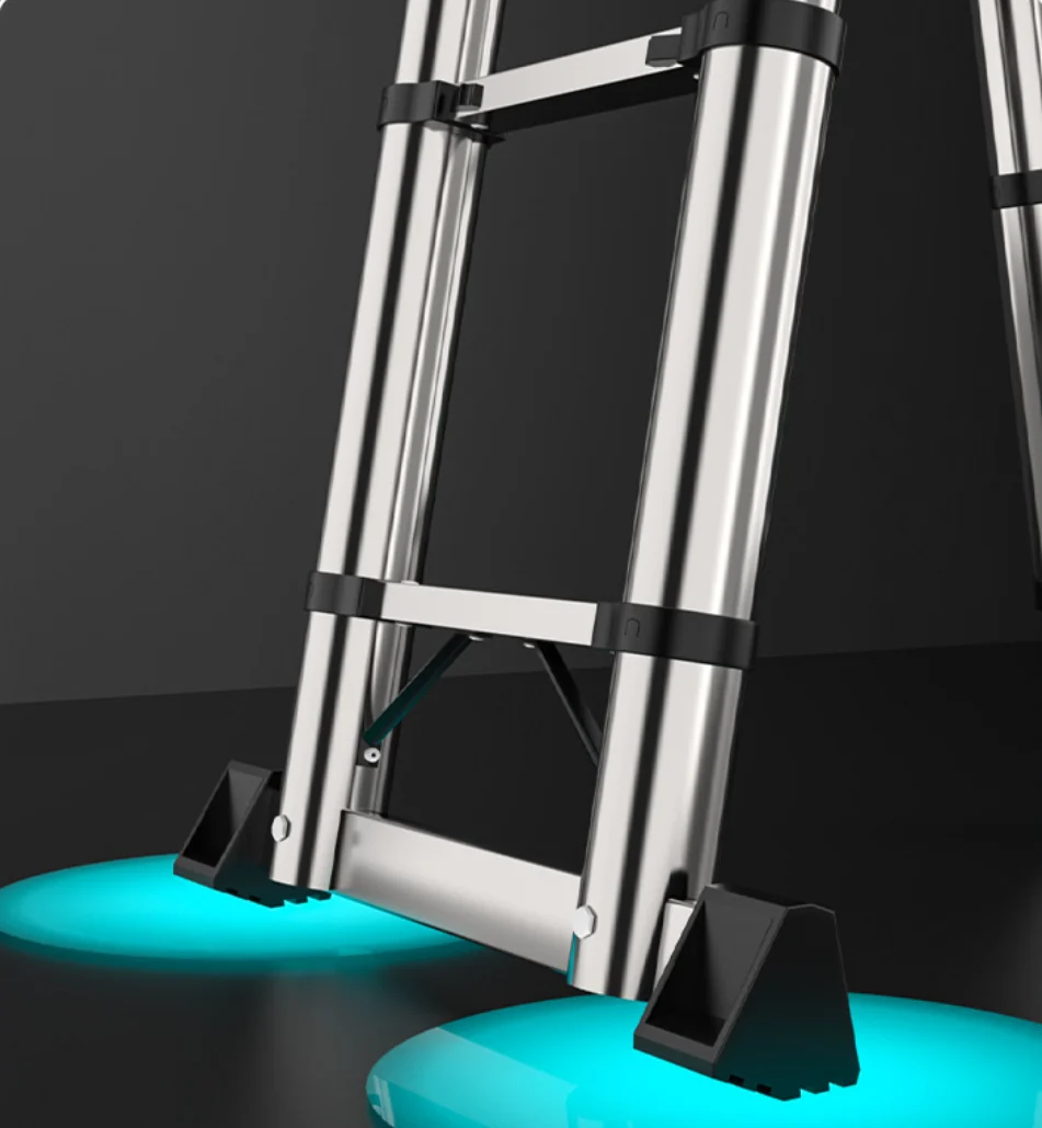 Aluminum Telescopic Ladder, Soft Close Design, 3.8m Portable Modern Foldable Ladder for Home and Outdoor Use
