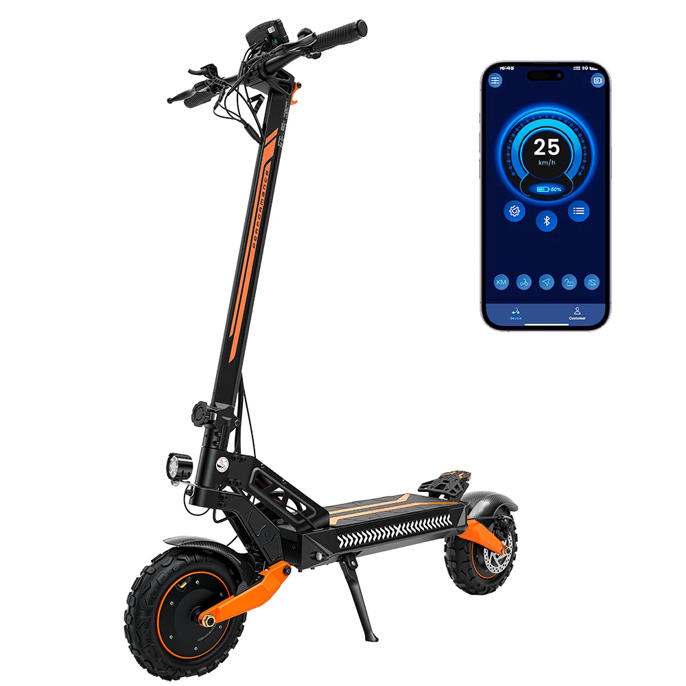 IScooter W12, elektrische scooter met 11 inch wielen, dubbele motor, 3000 W, 25 Ah, maximale actieradius 100 km, maximale snelheid 70 km/u, inklapbaar.