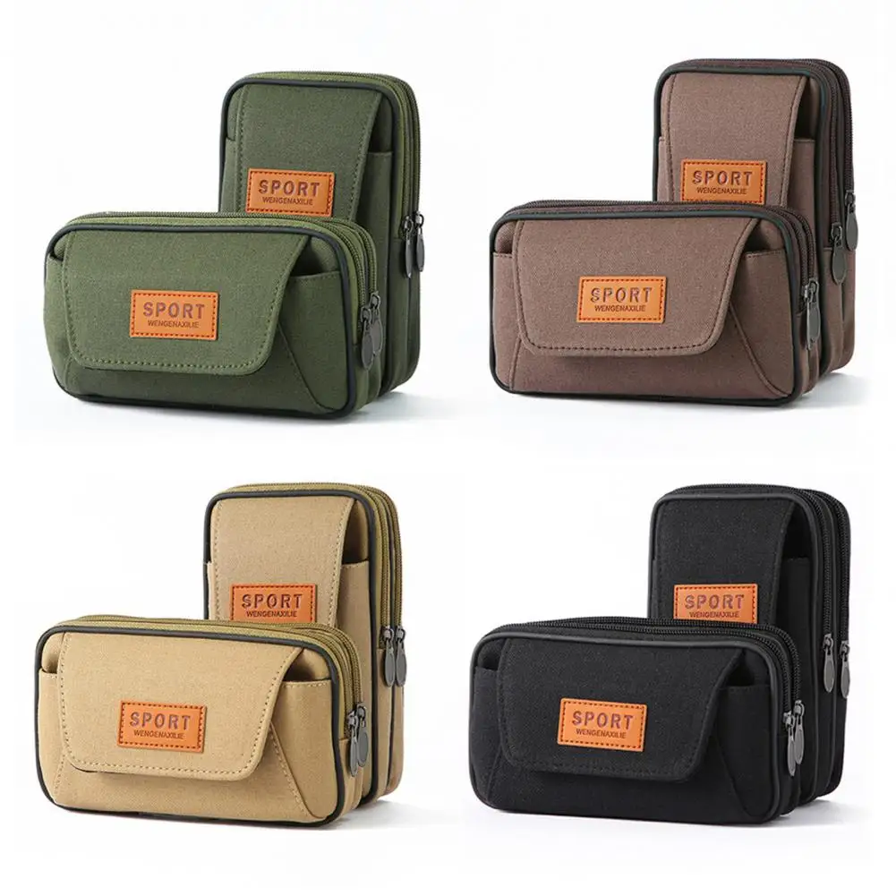 Universal Canvas Mobile Phone Bag Camouflage Outdoor Sports Waterproof Belt Holder Bag CellPhone Pouch Pocket Handbag Waist Bags