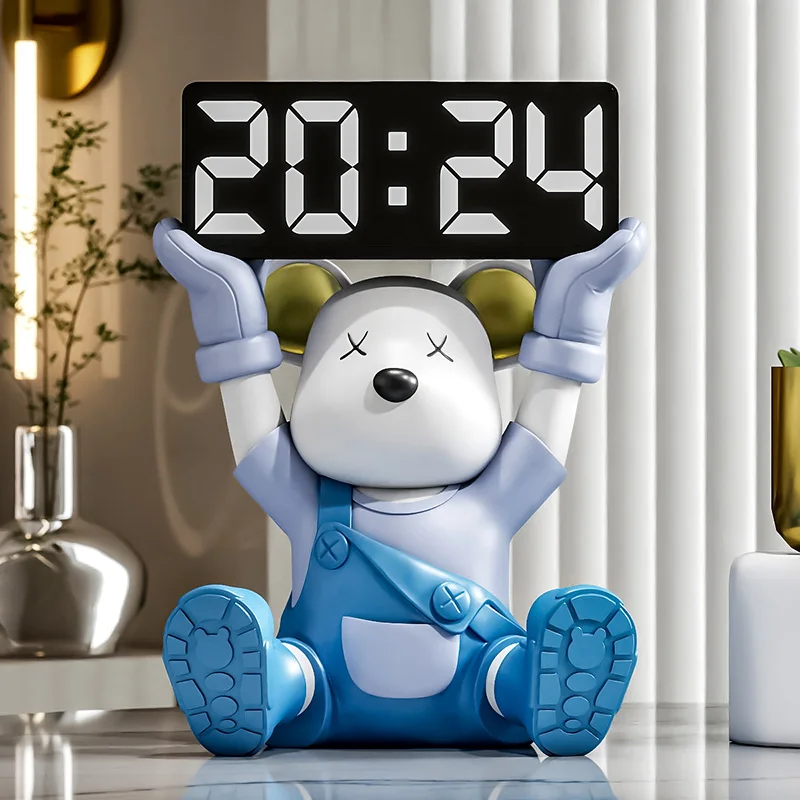 

Cartoon Bear Decoration Desk Clock Living Room Mute Clock Watch Nightstand Alarm Clock Office Desktop Gadgets Electronic Watch