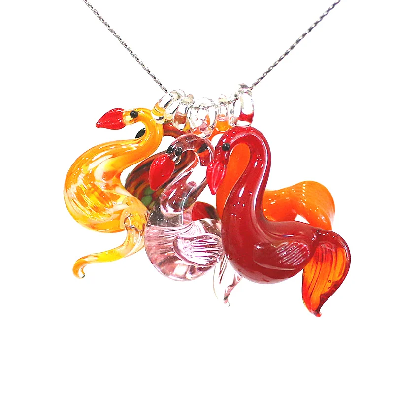Mini Glass Flamingo Pendant Cute Bird Charm Ins Style DIY Craft Making Accessories Summer Beach Party Gift for Handmade Lovers