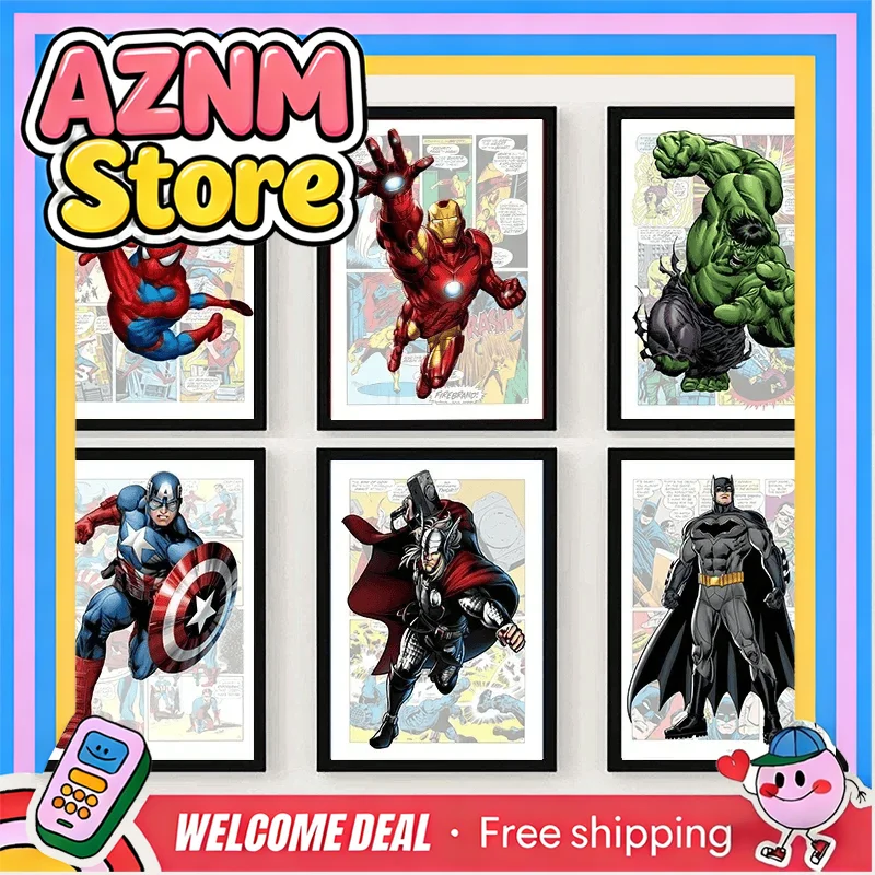 Disney Marvel Avengers Comics Posters Spiderman Captain America Canvas Painting Prints Wall Art Picture Kids Room Dec