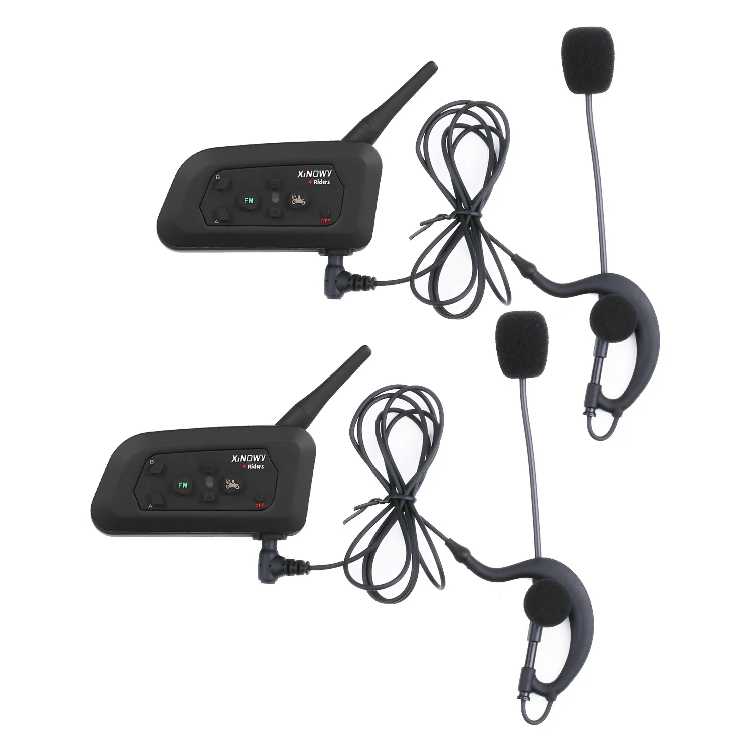 

XiNOWY 2pcs V4C Full Duplex 1200M Football Soccer Earhook Bluetooth Interphone BT Headset referee intercom communicator headset