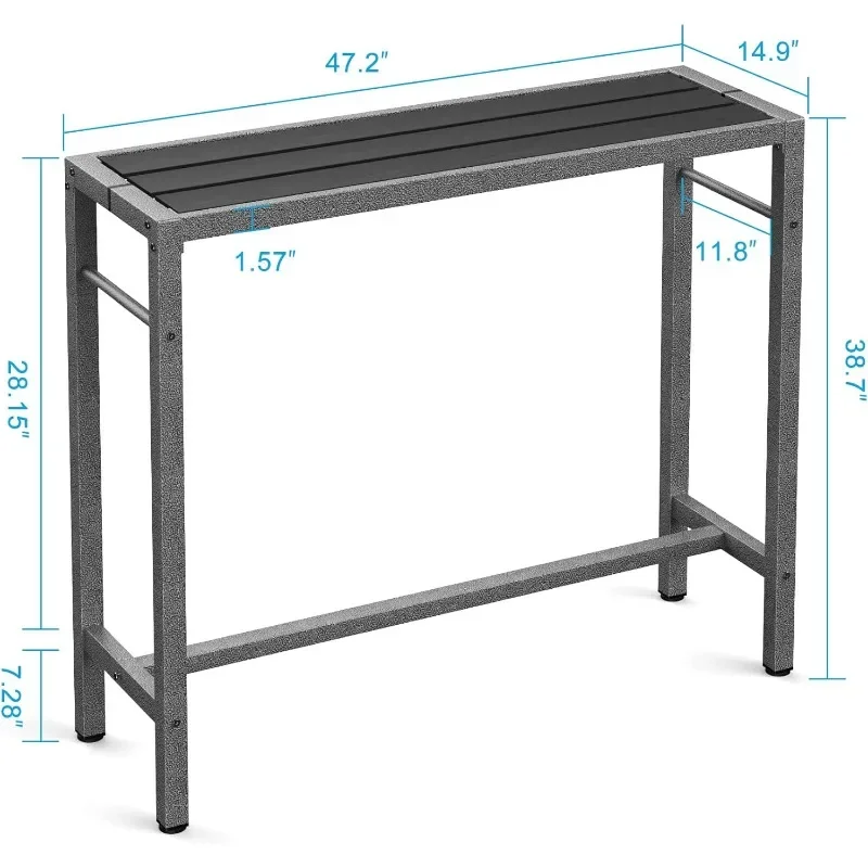 Outdoor Bar Table 47'' Patio Table Pub Height Dining Table with Waterproof Top and Hammer Finish Stand for Hot Tub, Garden