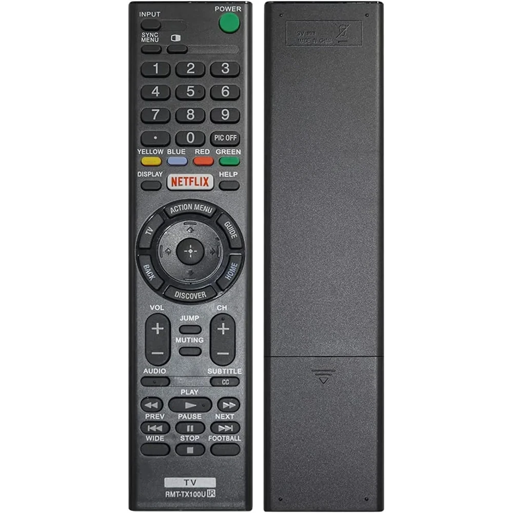 RMT-TX100U Universal Remote Control for Sony-TV-Remote for All Sony Bravia LCD LED HD Smart TVs with Netflix Buttons