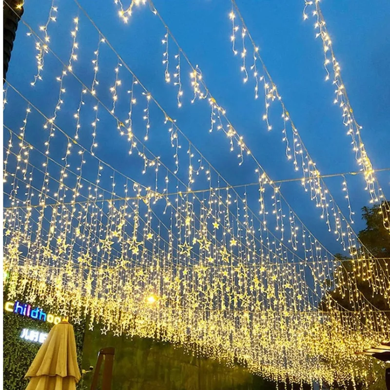 Christmas LED lights outdoor decoration 16 meter droop 0.6m curtain icicle string lights new year wedding party garland light