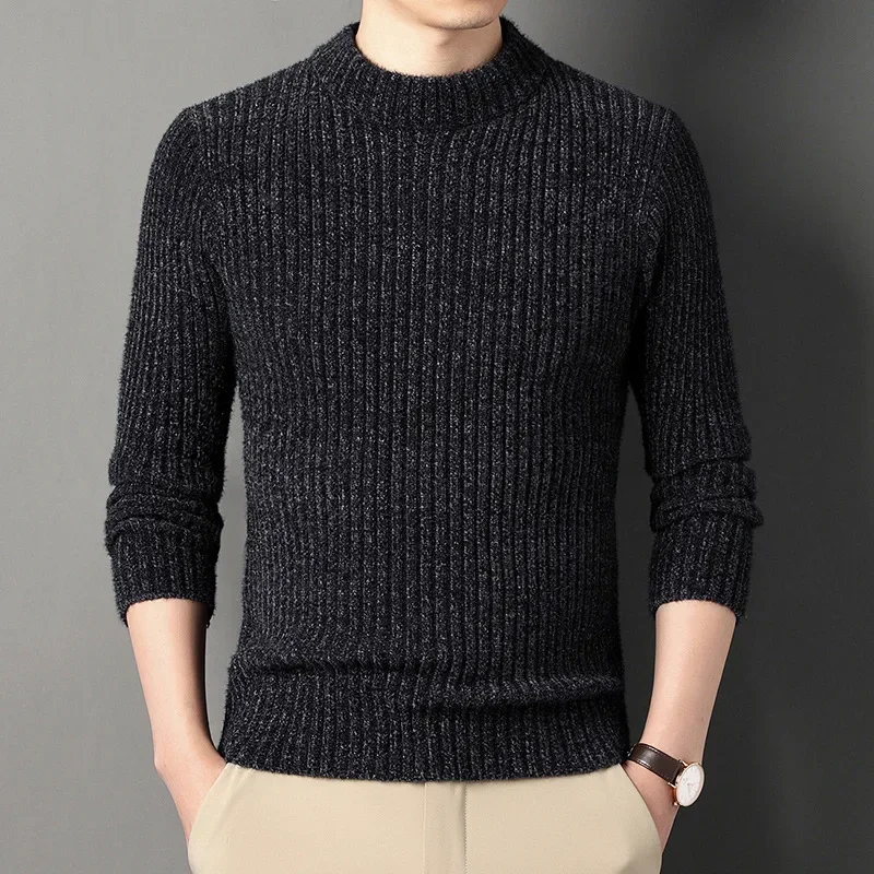 

2025 New Men's Thick Warm Sweater Winter Knitted Turtleneck Pullovers Male High Neck Solid Slim Fit Soft Sweaters for Men Tops