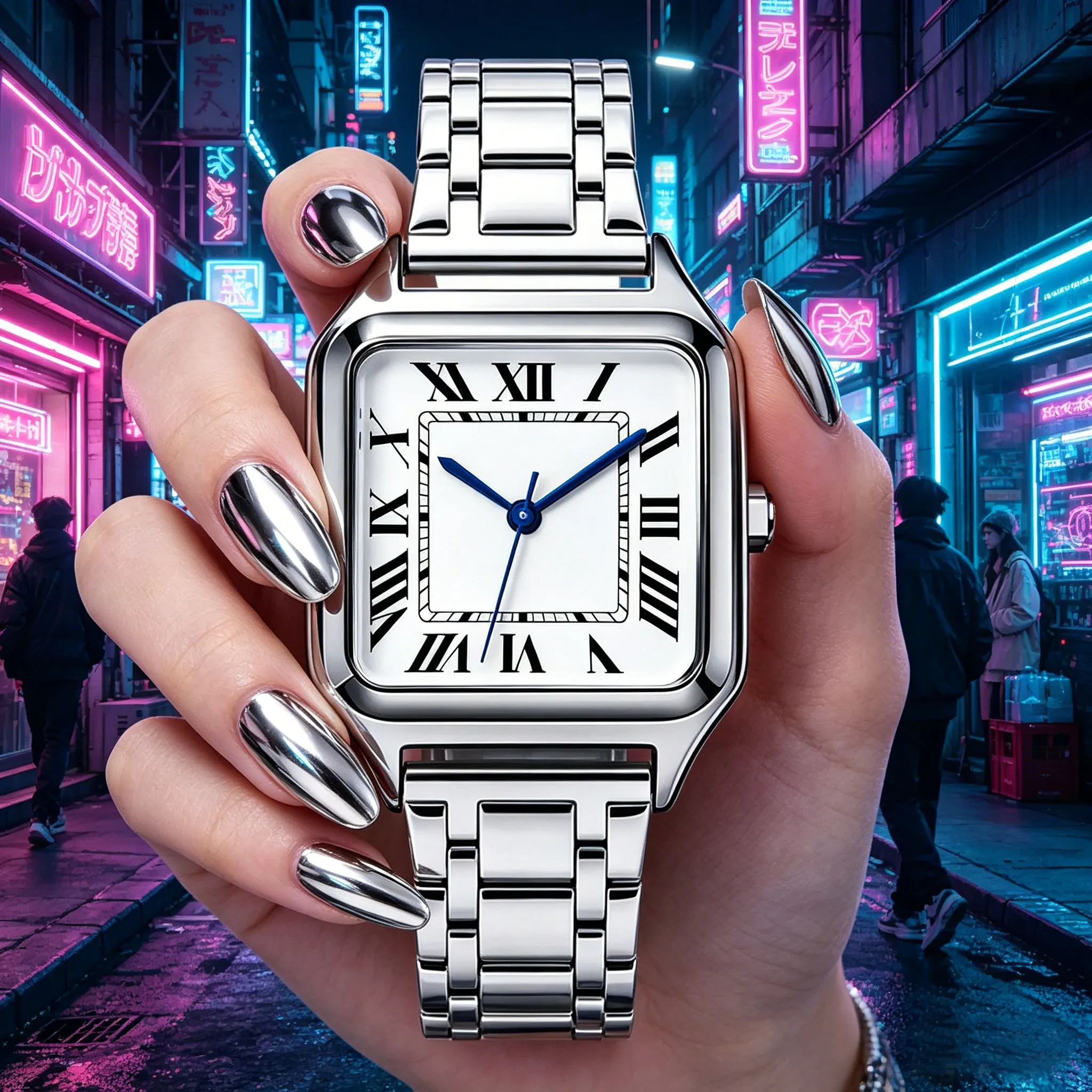 Ladies' Square Luxury Watch, Arabic Text on the Large Dial, 30-Meter Water Resistance, Elegant Design, Stainless Steel Strap, Wa - view 4