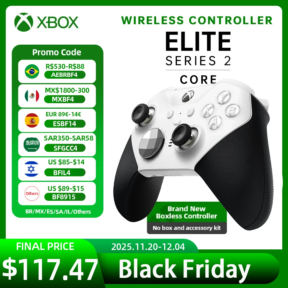 وحدة تحكم Microsoft Xbox Elite اللاسلكية Series 2 Core – أبيض أحمر أزرق