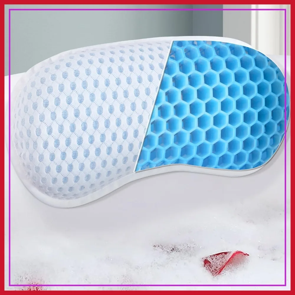 

Ergonomic Bathtub Pillow for Neck & Back Support with TPE, 4D Mesh, 3 Suction Cups, Spa Gift