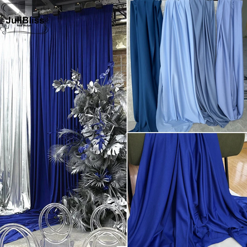 

Royal Blue Good Drape Fabric for Wedding Decor Curtains Backdrops Cloth Decoration Material Sewing Supplies Wide 170cm