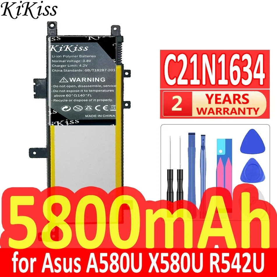 

Аккумулятор для ноутбука Asus A580U X580U X580B A542U R542U R542UR X542U V587U FL5900L FL8000U, C21N1634 5800 мАч