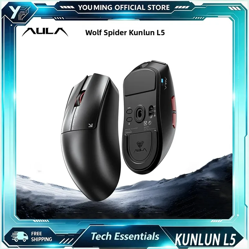 AULA Kunlun L5 Tri-Mode Gaming Mouse SSHS2.0 Electromagnetic Switch, PAW3955EVO Sensor, Lightweight E-Sports Mouse for PC Gamers