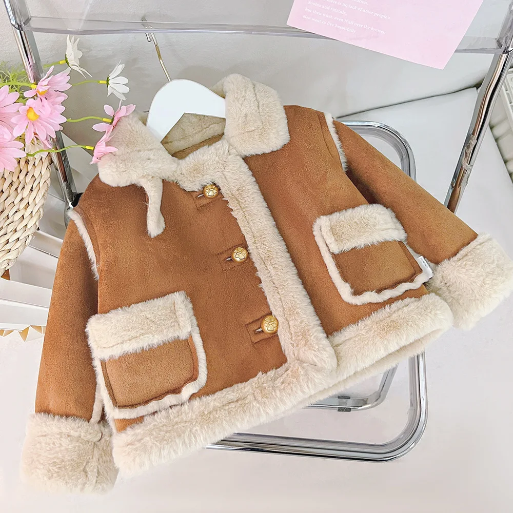فتاة سميكة سترة الخريف الشتاء جديد المخملية معطف قصير نمط رشاقته الدفء معطف Kawaii ملابس الأطفال #5