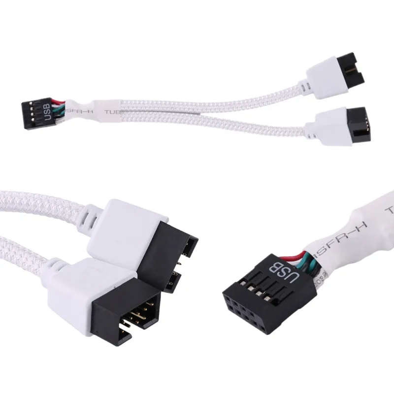 12cm Motherboard 9Pin Extension Cable Adapter USB Header Splitter Female 1 To 2 Male Desktop 9-Pin USB2.0 HUB Connector 1Pc