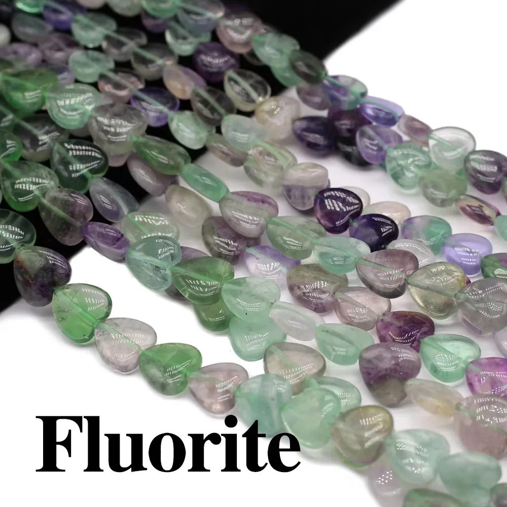 

10mm Natural Fluorite Stone Beads Heart Natural Agate Loose Stone Beaded for Making DIY Jewelry Necklace Bracelet Accessories
