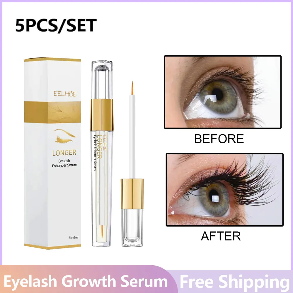 Sérum de croissance des cils pour femme, plus complet et plus long, cils, amélioration, traitement, lifting, allongement, maquillage, 5 pièces, ensemble