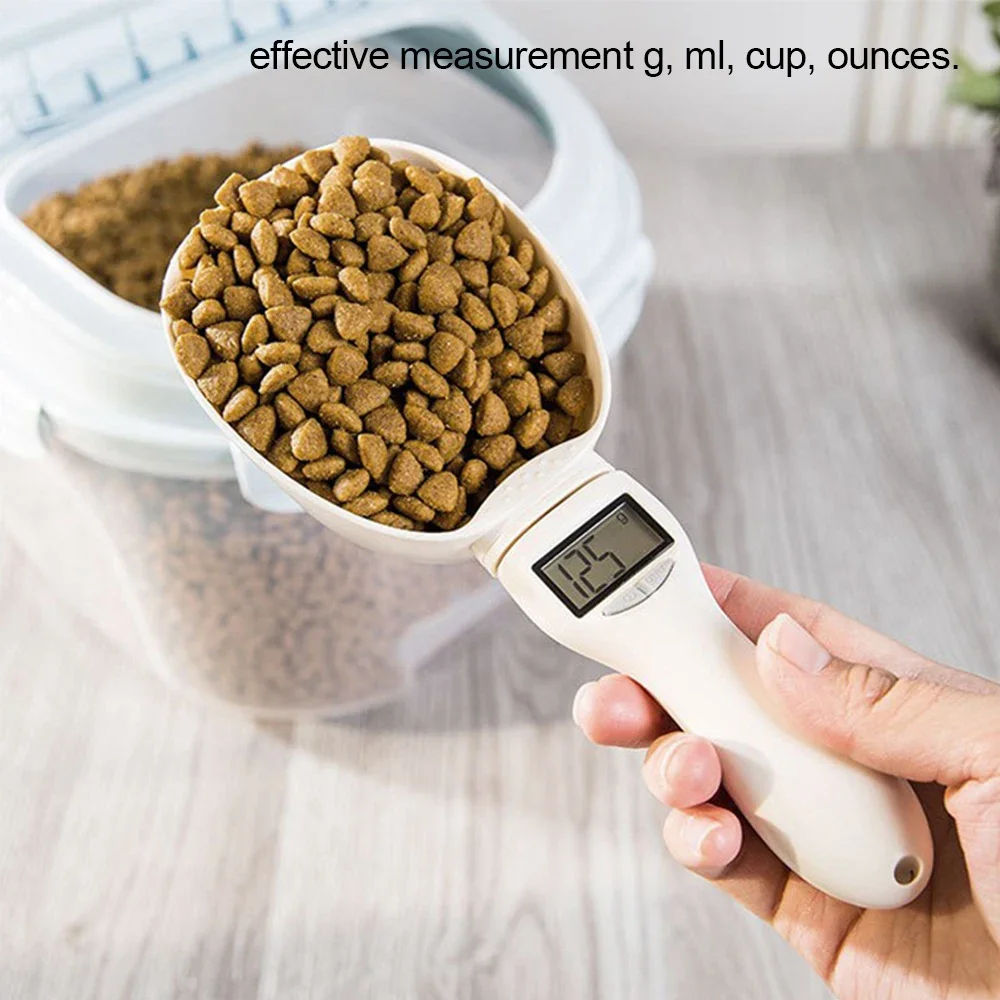 Cat Food Scale LCD Electronic Dog Food Weighing Cup Pet Feeding Precision Measuring Spoon Digital Display Cat Feeder