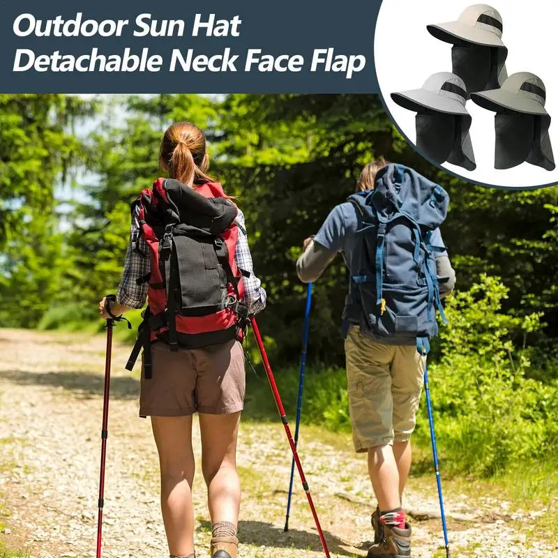 Hat Neck Flap Fishing Hat Face Neck Flap Cover Wide Brim Windproof UV Protection Breathable Fishing Hat For Hiking Camping