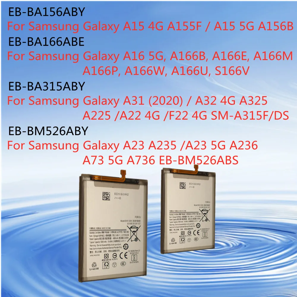 Batería de alta capacidad para Samsung Galaxy A23 A235 A236 A73 A736 A31 A32 A325 A225 A22 F22 A16 A15 A155F A156B A166 batería de teléfono