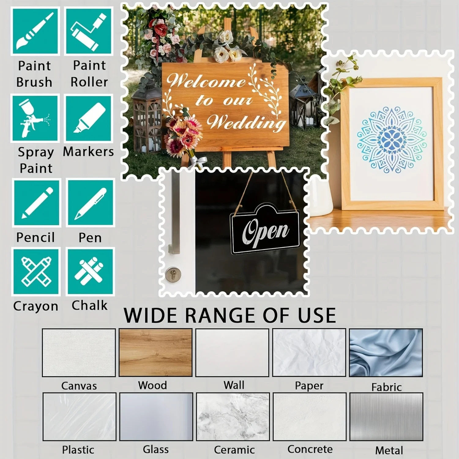 124 Alphabet Numbers & Mandala Stencils Small & Large 2 & 4 Inches Upper Lowercase Arts Crafts Letters Stencil Reusable Template