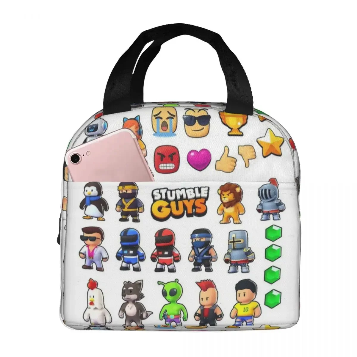 

Stumble Guys Pattern Insulated Lunch Bag High Capacity Cartoon Game Reusable Thermal Bag Tote Lunch Box School Bento Pouch