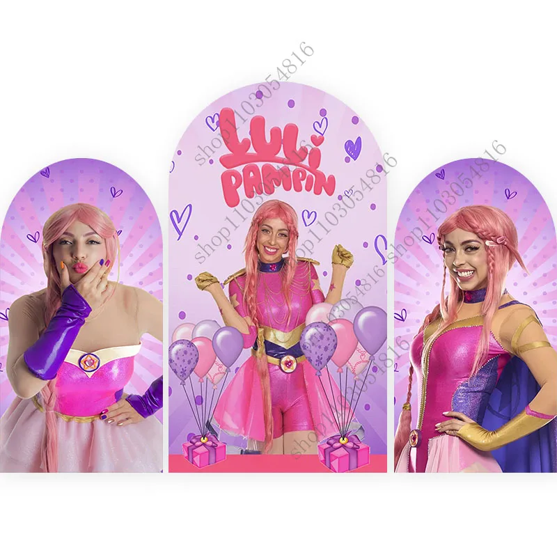 Luli Girl Pampin arco foto telón de fondo pared arqueada para niños fiesta de cumpleaños Baby Shower fondo de fotografía de doble cara
